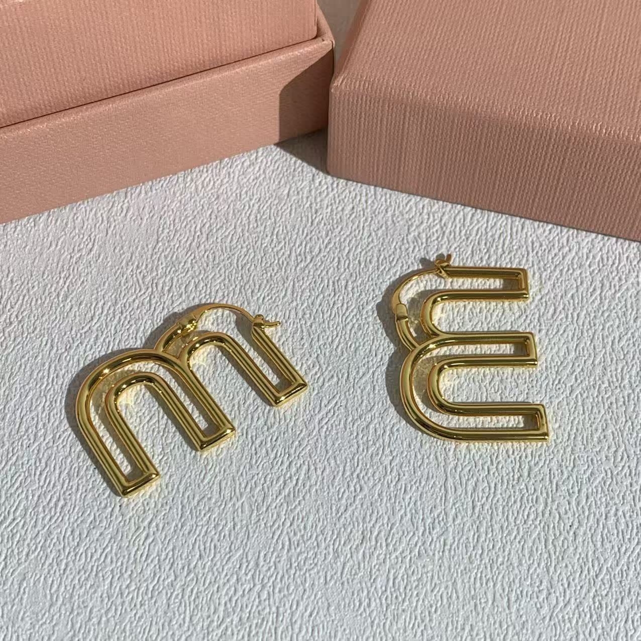 Miu Miu Gold 'U' Shape Earrings
